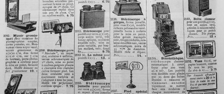 Stéréoscopes dans le catalogue de la Manufacture française d'armes et cycles de Saint-Etienne - 1910. 